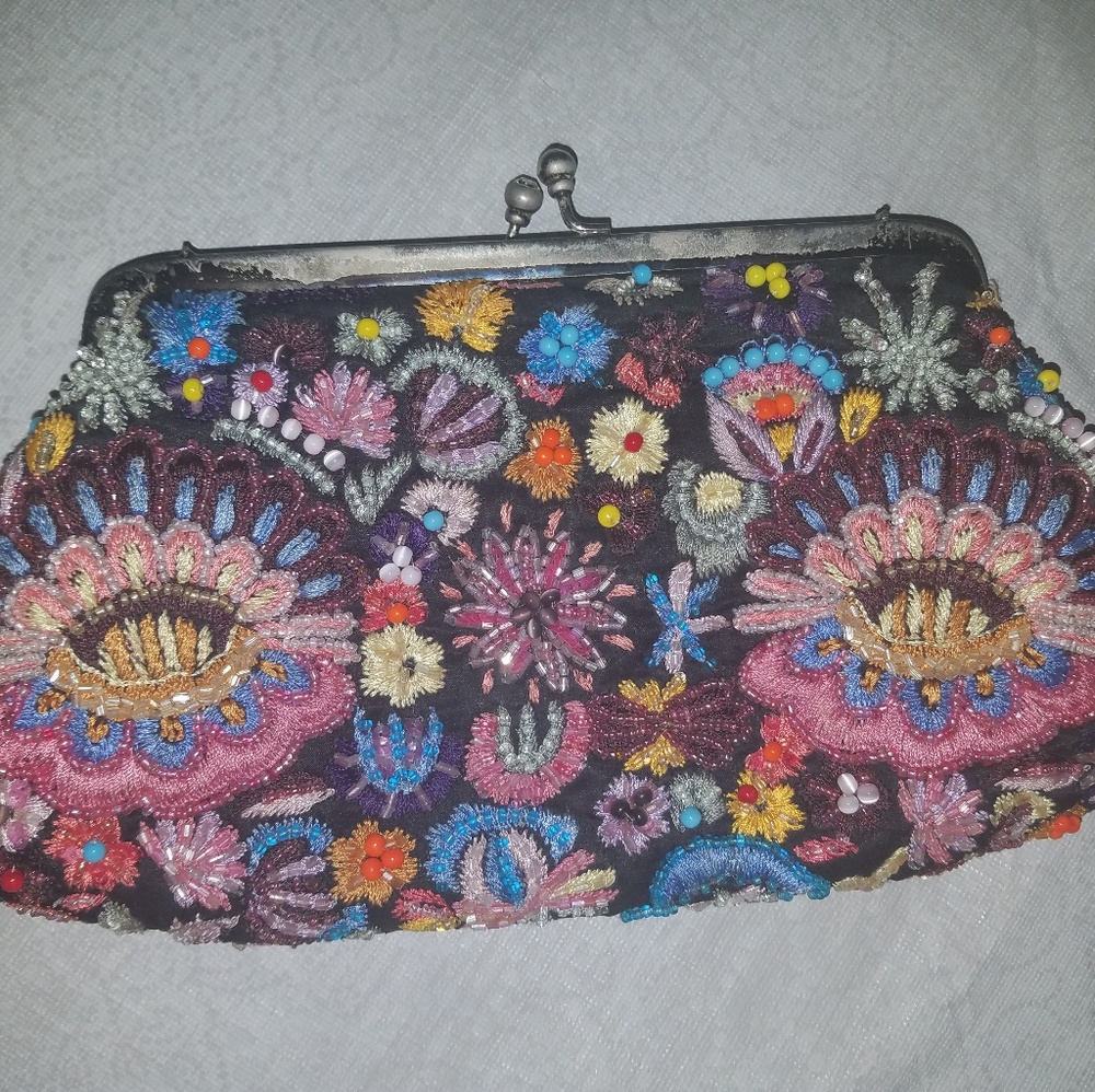 Santi beaded floral clutch